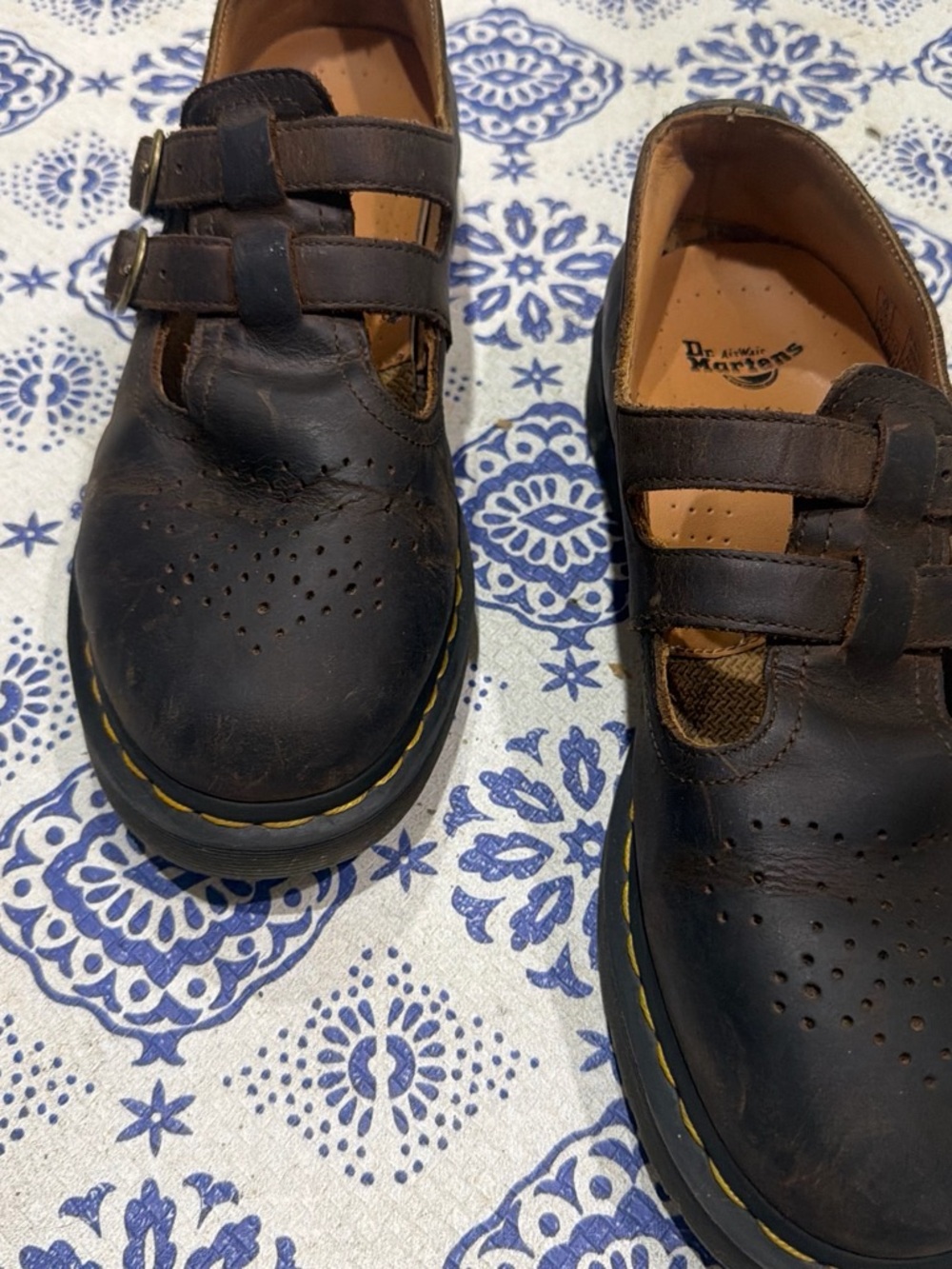 Dr. Martens Brown Double-Strap Clog Mules